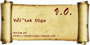 Vétek Olga névjegykártya